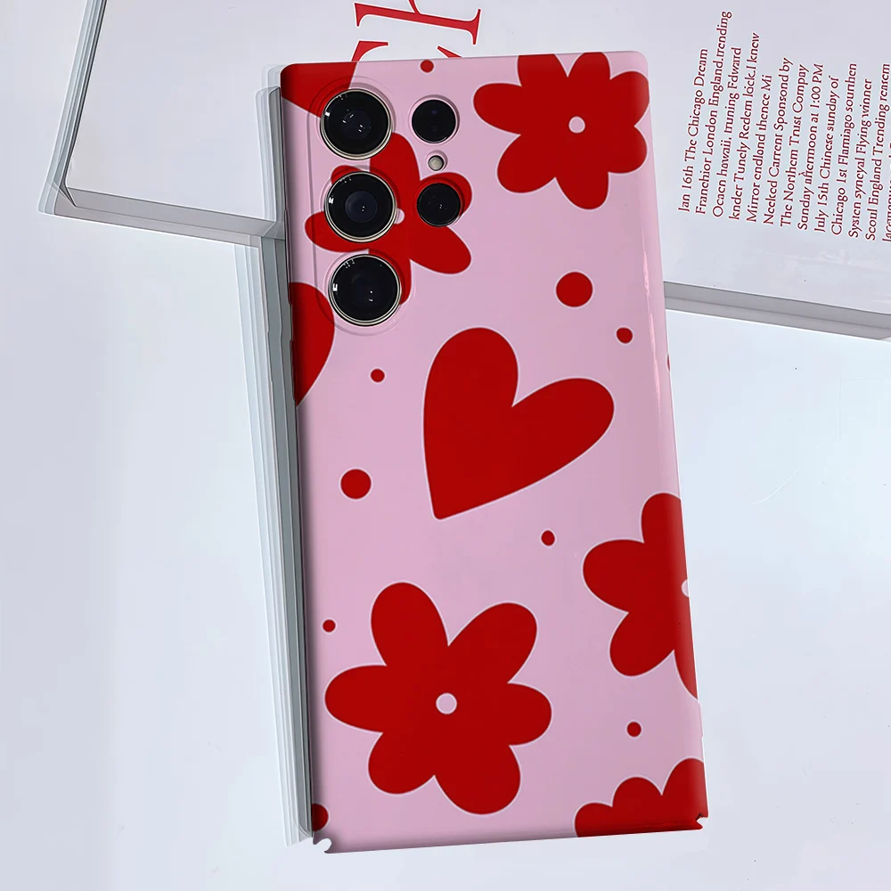 Floral Hearts Phone Case for Samsung Galaxy S26 S25 S24 S23 Ultra Plus Luxury Double-layer anti-fall Back Cover