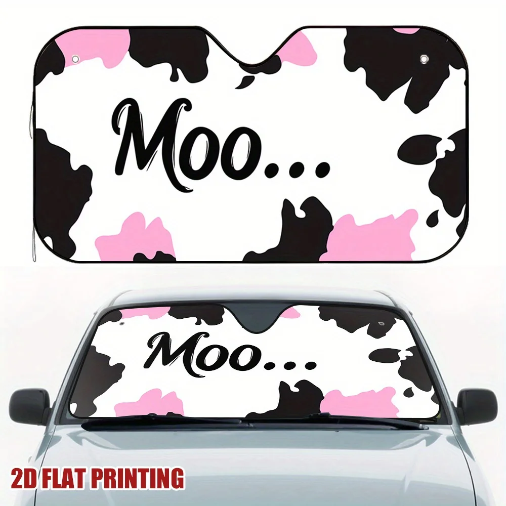 1pc Cow Pattern Car Visor, Suitable For Long-distance Driving And Urban Cycling Trips, Designed To Relieve The Heat Caused By Th