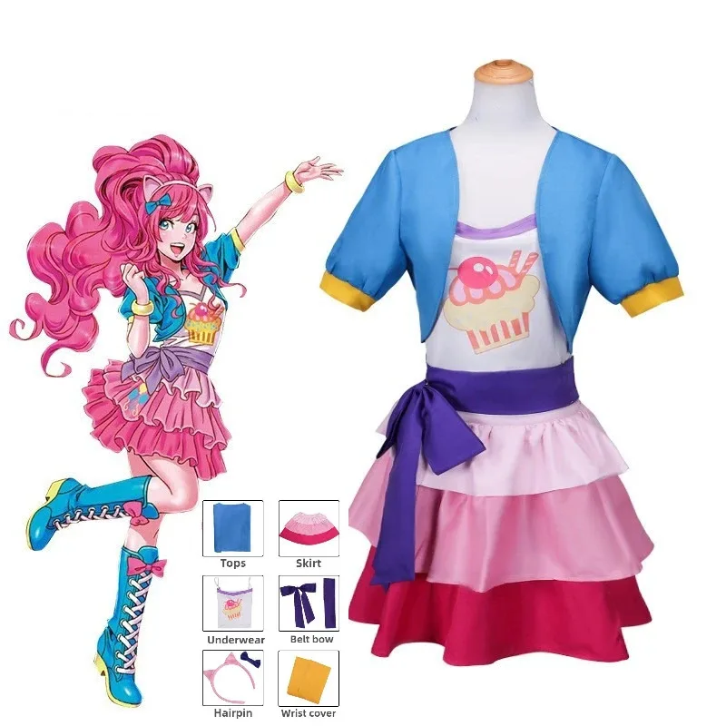 2025 22 Anime Little Pony Pinkie Pie Cosplay vestido uniforme traje Halloween fiesta de Navidad disfraz mujeres niñas Chi