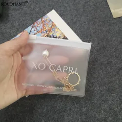 100pcs Custom logo printed PVC frosted matt mini zip plastic bag zipper closure clear pouch for jewelry earring necklace packing