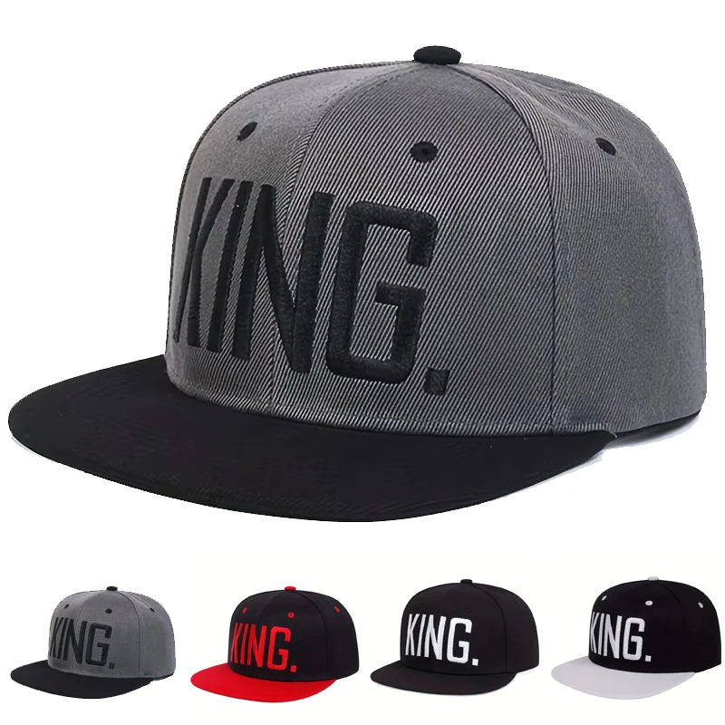 Unisex KING Letter Embroidery Hip-hop Hats Spring Autumn Adjustable Casual Snapback Baseball Caps Outdoor Sunscreen Hat