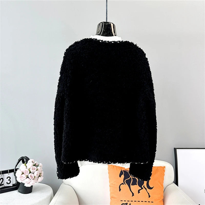 Female Lamb Wool Short Coat Women Girl Sheep Shearling Warm Elegant Jacket Winter Parka JT3462