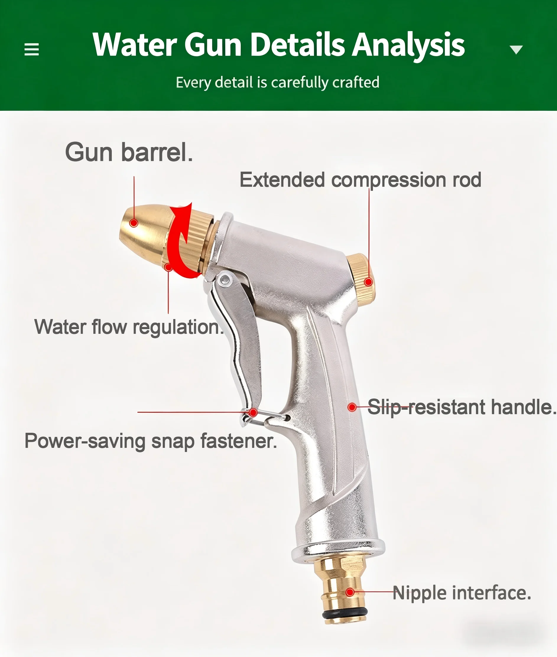 High Pressure Water Spray Gun Metal Brass Nozzle Garden Hose Pipe Lawn Car Wash Sprayer Sprinkler Car Wash Tool Water Guns
