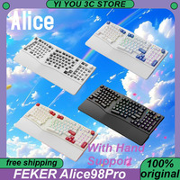 FEKER Alice98Pro Mechanical Keyboard Tri-mode Esports Keyboards Ergonomic 3° Slope RGB QMK+VIA Hot Swap PC Gaming Laptop Office