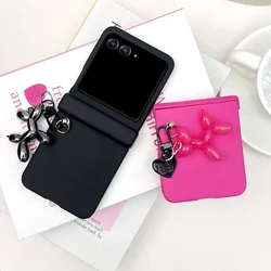 For Motorola MOTO RAZR 50 Ultra 60 Ultra 60 Pro Razr Plus 2024 2025 Rose Red Dog Pendant Chain Portable Phone Case Cover