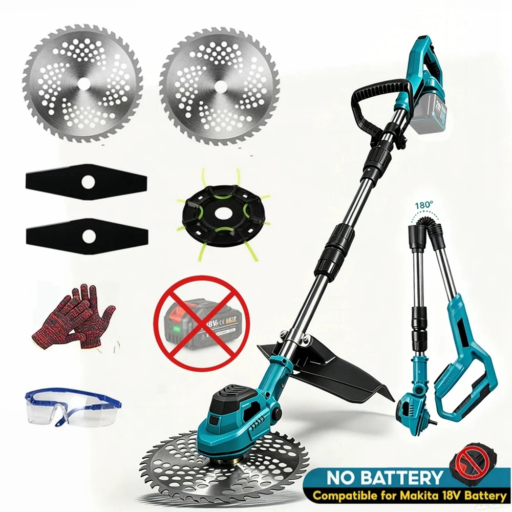 9 INCH 3800W Cordless Lawn Mower Brushless Motor Electric Grass Trimmer Foldable Length Pruning Garden Tools NO Battery