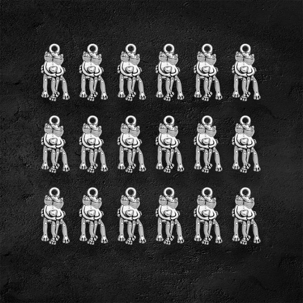 30pcs/lot--24x10mm Antique Silver Plated Frog Charms Lover Pendants DIY Necklace Supplies Jewelry Making Finding Accessories
