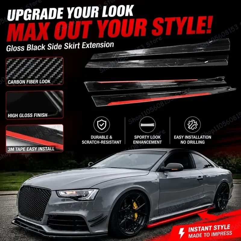For AUDI A3 A4 A5 A6 A7 S3 S4 S5 S6 S7 RS4 RS5 RS6 RS7 R8 Side Skirt Extension Lip Splitter Winglet Universal Body Kit