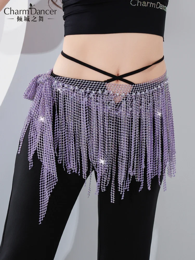 Belly dance dream galaxy diamond fringed hip towel, dynamic fishing net hot diamond versatile waist chain