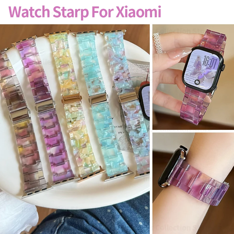 Transparent Resin Watch Band for Xiaomi Mi 10Pro 9pro 8Pro Colorful Shell Watch Strap Wristband for Redmi Watch 6 Active 6 5 4