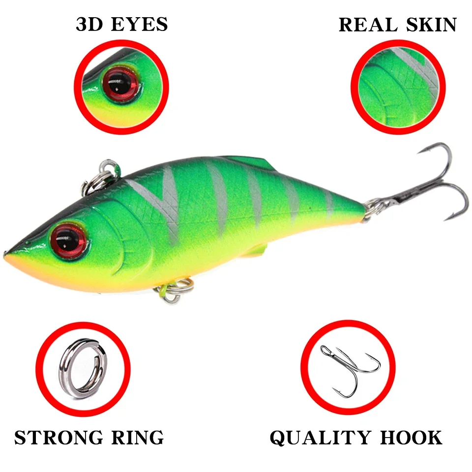 New Arrival  Isca Artificial Fishing Lures 7cm/10g  Hard VIB Lures Bait Treble Hooks Fishing Tackle