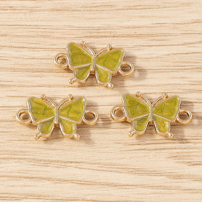 10 Stück niedliche Mini-Emaille-Fliegen-Schmetterlings-Anhänger, Verbindungsstücke für die Schmuckherstellung, DIY, handgefertigte Armbänder, Halsketten, Bastelzubehör – Detail 9