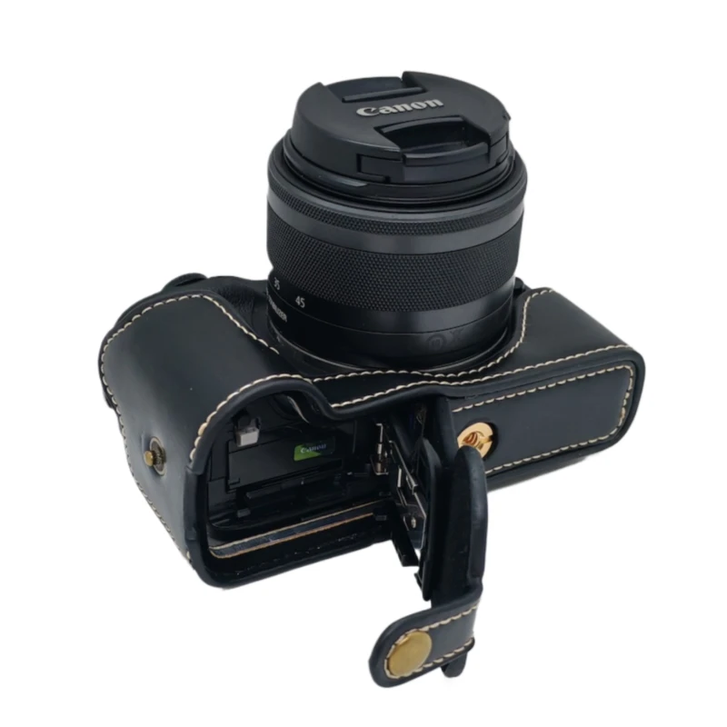 Retro M3 Camera Case PU Leather Half Body Skin Cover For Canon EOS M3