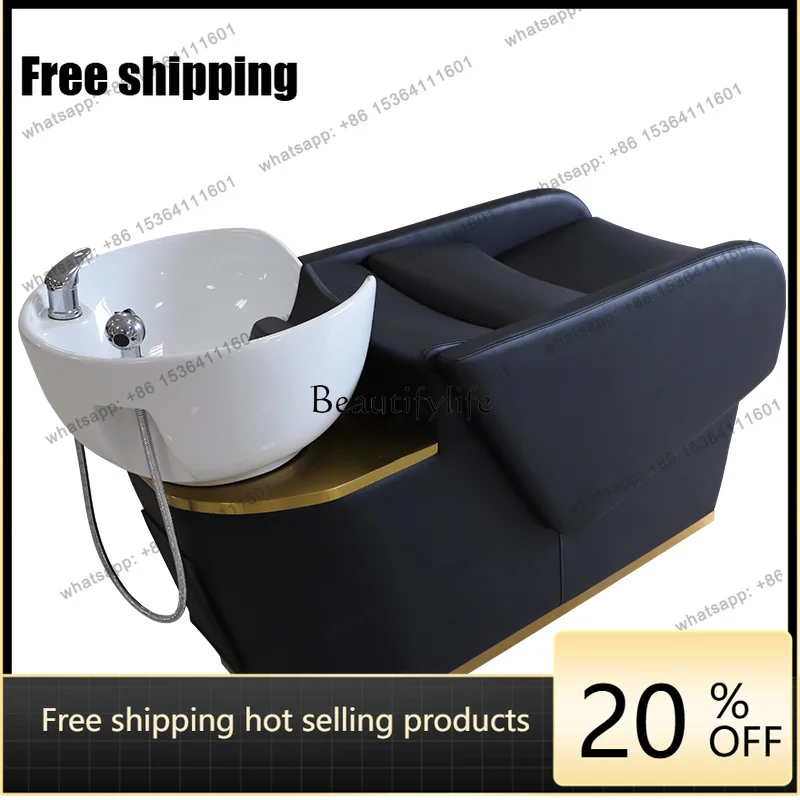 hot Ceramic basin semi-reclining high-grade shampoo bed