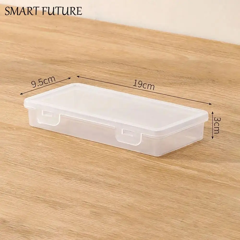 Waterproof Buckled Pencil Case Transparent Stackable Desktop Storage Box Simple Plastic Stationery Box Pens Brushes
