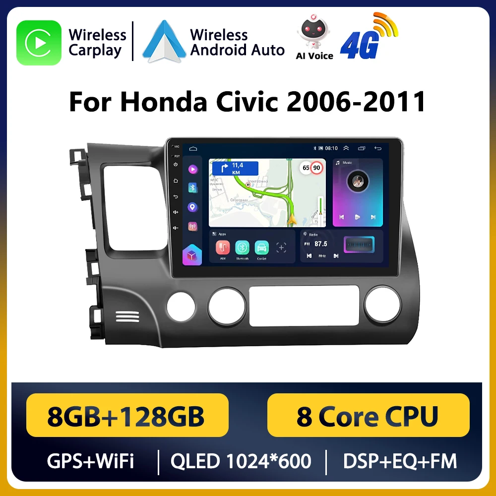 Podofo 10.1 "2din Android Voor Honda Civic 2006-2011 Autoradio Multimedia Speler Navigatie GPS Audio Stereo carplay Head Unit
