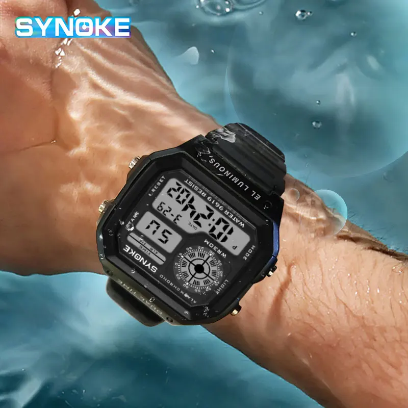 SYNOKE Men\'s Digital Watch Led Waterproof Man Nylon Watches Luxury Sports Male Wristwatches Big Alarm Clock Relojes Deportivos