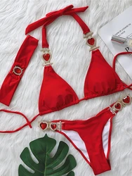 Bikini for Women Sexy Rhinestones Solid Color Swimsuit Push Up Glitter Diamond Luxury Beach Swimwear Bathing Suit 2025 New
