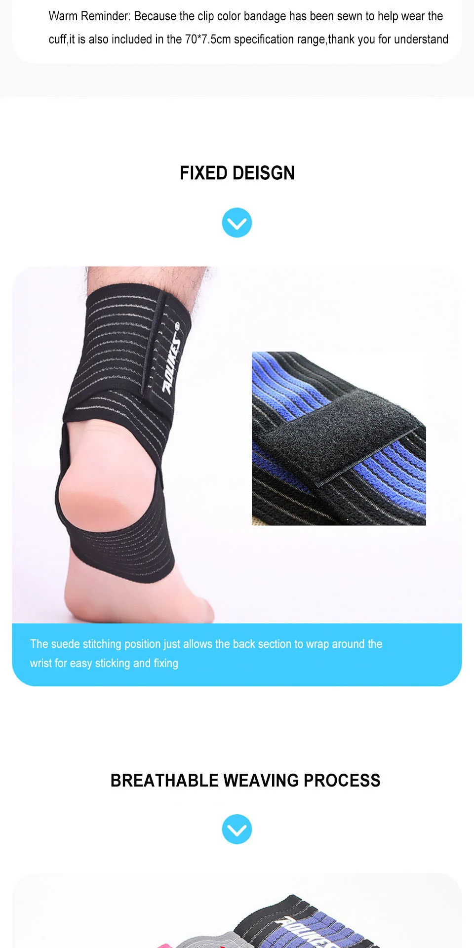 AOLIKES Professionelle Sport-Erdungsbandagen, elastische Knöchelstütze, Polster, Schutz, Knöchelbandage, Schutz für Fitnessstudio – Detail 7