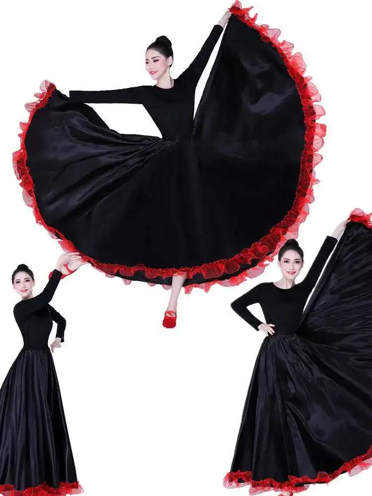 Women Gypsy Swing Skirt Chorus Stage Performance Spain Bullfighting Big Dance Costumes Flamenco Skirts Spanish Clothes