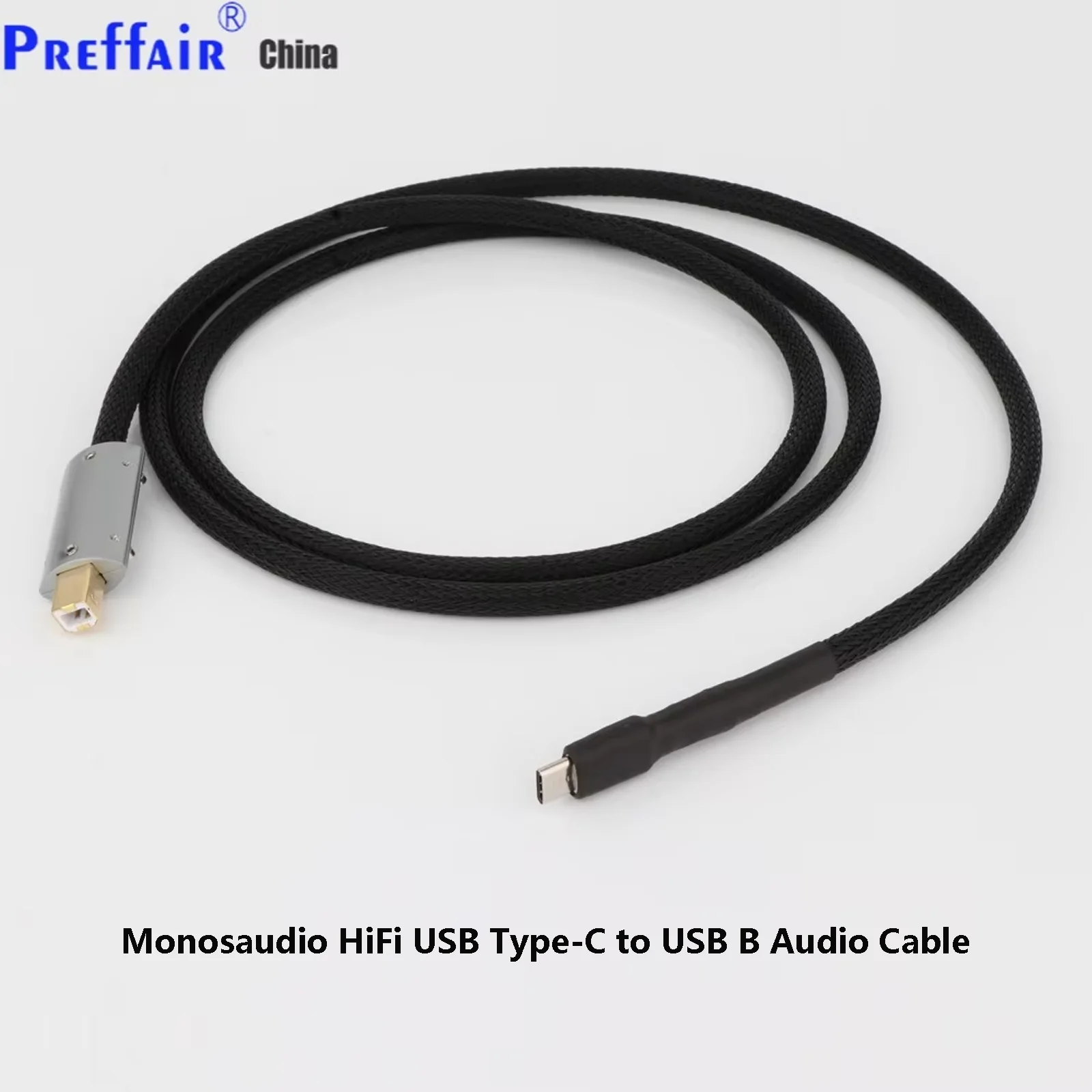 كابل Monosaudio Premium Audiophile USB Type-C إلى USB-B كابل HiFi DAC مطلي بالفضة OFC موصلات مطلية بالذهب والإسكان المعدني