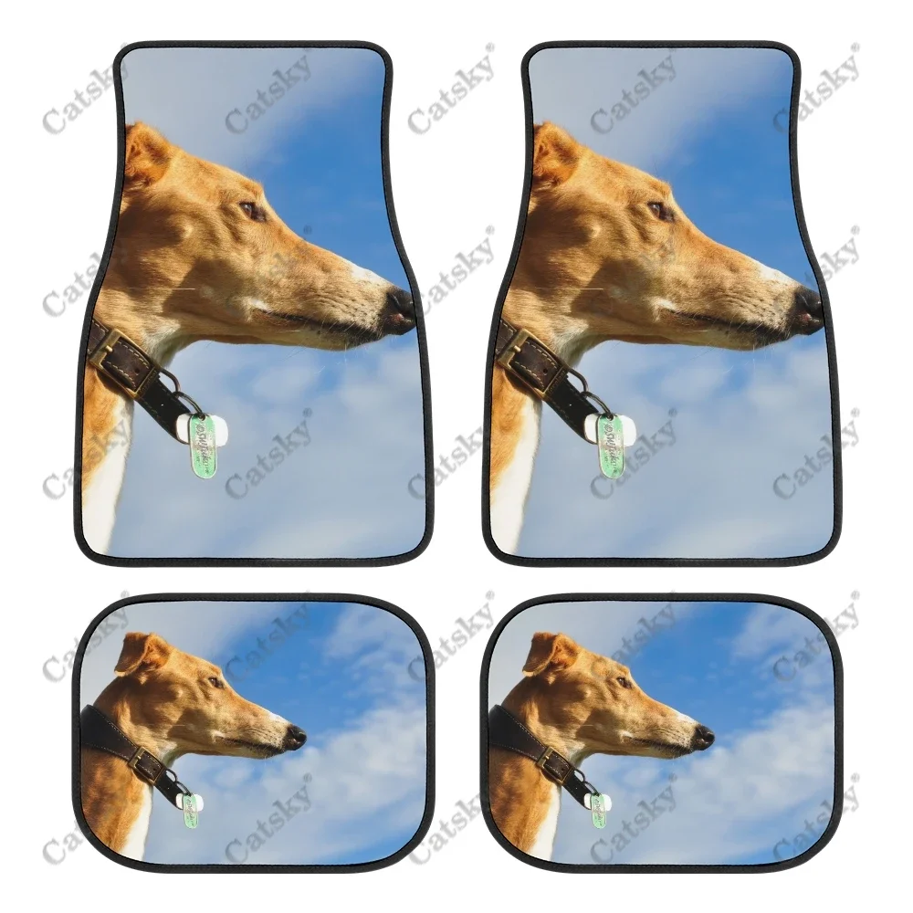 Animal - Greyhound Car Floor Mat Vintage Carpet Anti-Slip Rubber Mat Pack of 4 Auto Accessiores Protect for Car SUV Van