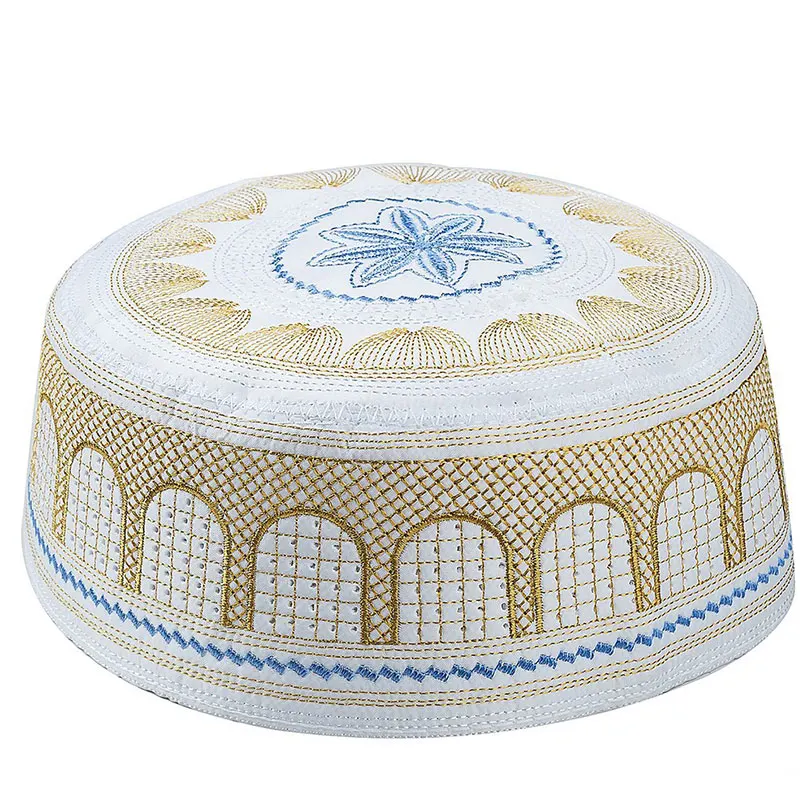 Muslim Hats Polyester Embroidery Arab Men Prayer Worship Hat Turban Musliman Hijab Bonnet Saudi Arabian Islam Prayer Caps