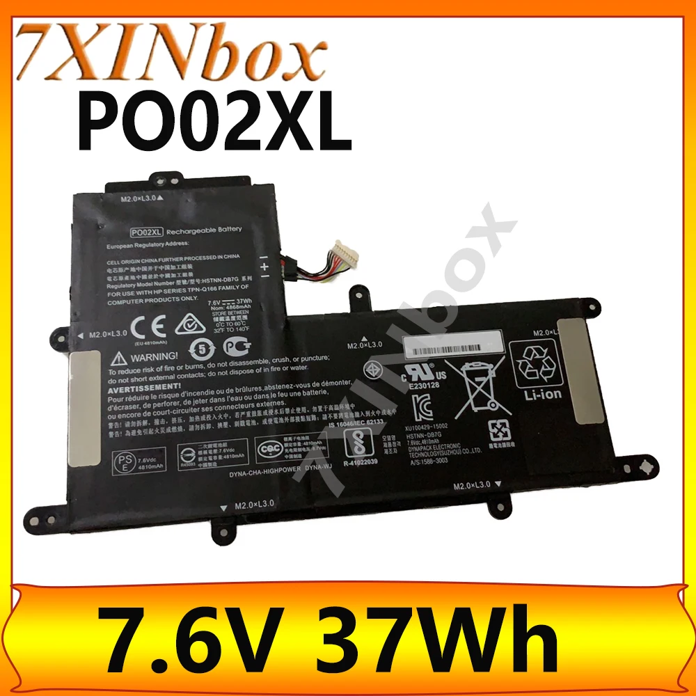 

7XINbox PO02XL 823908-1C1 7,6 В 37 Втч Оригинальный аккумулятор для ноутбука HP Stream 11-R 824560-005 Series Tablet
