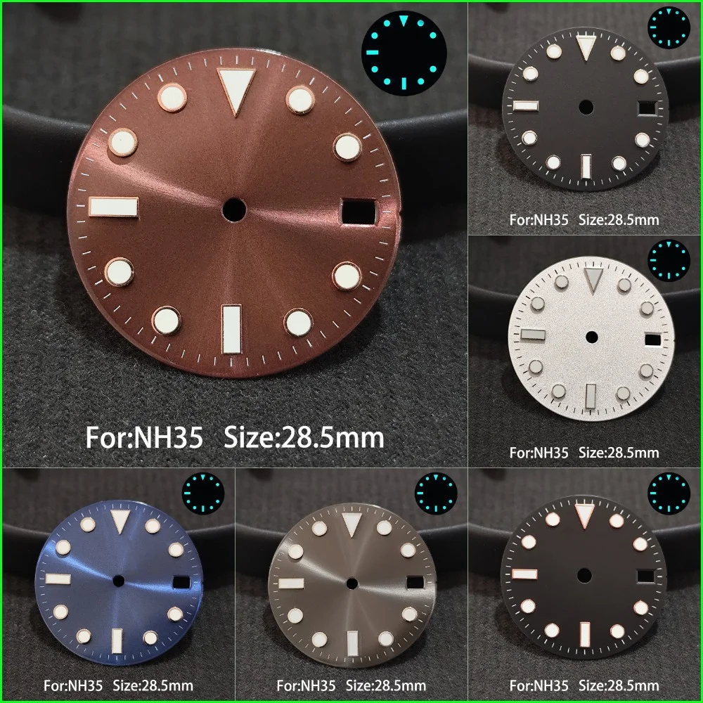 

For NH35 Watch Dials With BGW9 Blue Luminous Single Calendar Suitable For Yacht Modified Watch Master Replacement Hands Parts