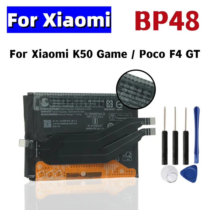 

Battery BP48 For Xiaomi K50 Game / Poco F4 GT Battery Batteries 2350X2 mAh + Free Tools