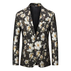 Blazers Premium de un solo botón para hombre, abrigo de Jacquard Floral, informal, Delgado, de calidad, suave y cómodo, Masculino