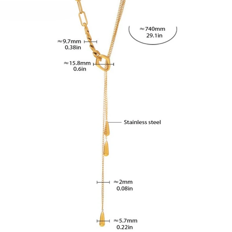 Multi Layer Pull-out Wasser Tröpfchen Pullover Kette Edelstahl Frauen Mode OL Licht Luxus Quasten Halskette Charme Schmuck – Detail 1