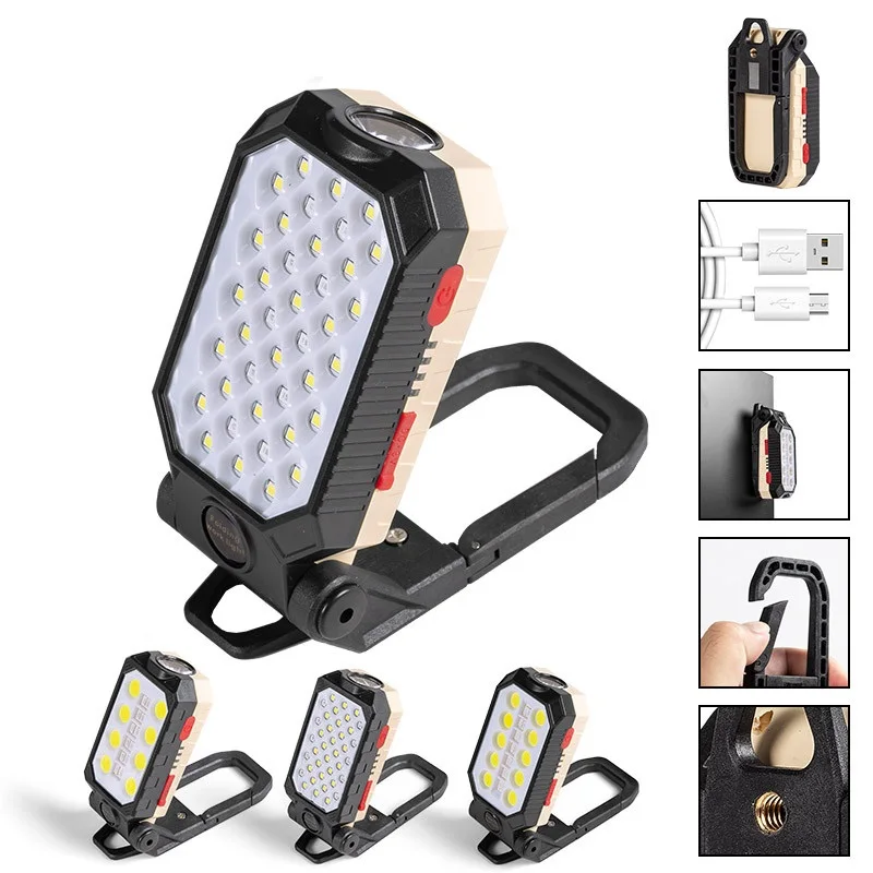 Highlight COB work light USB charging LED magnet hook power display flash outdoor emergency flashlight car