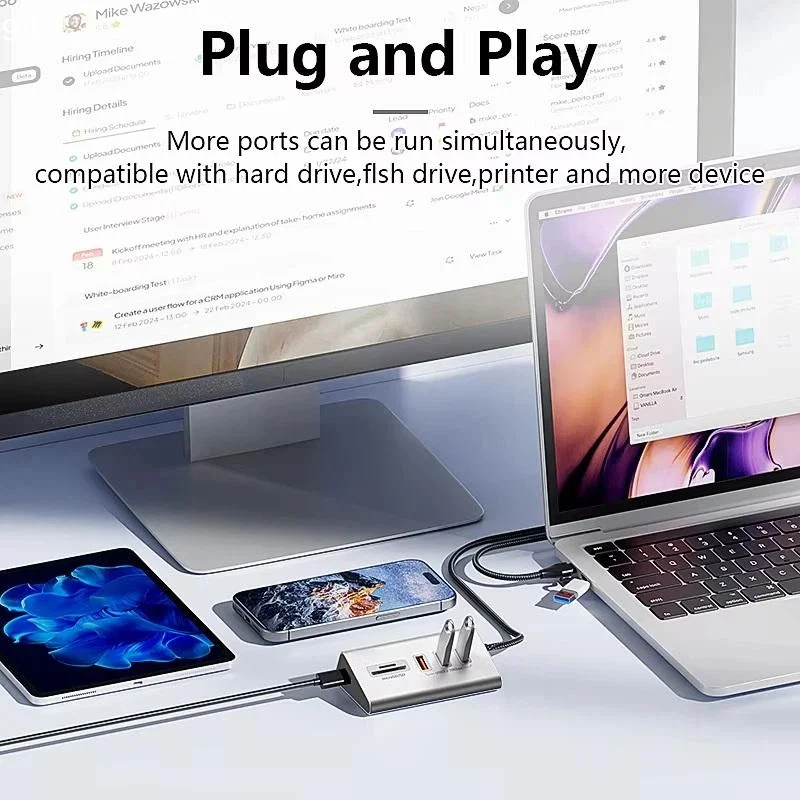 Blueendless Aluminium 10Gbps USB3.2 Gen2 4/10port HUB Docking Station USB-C USB-A Type C Splitter Adapter For PC Laptop