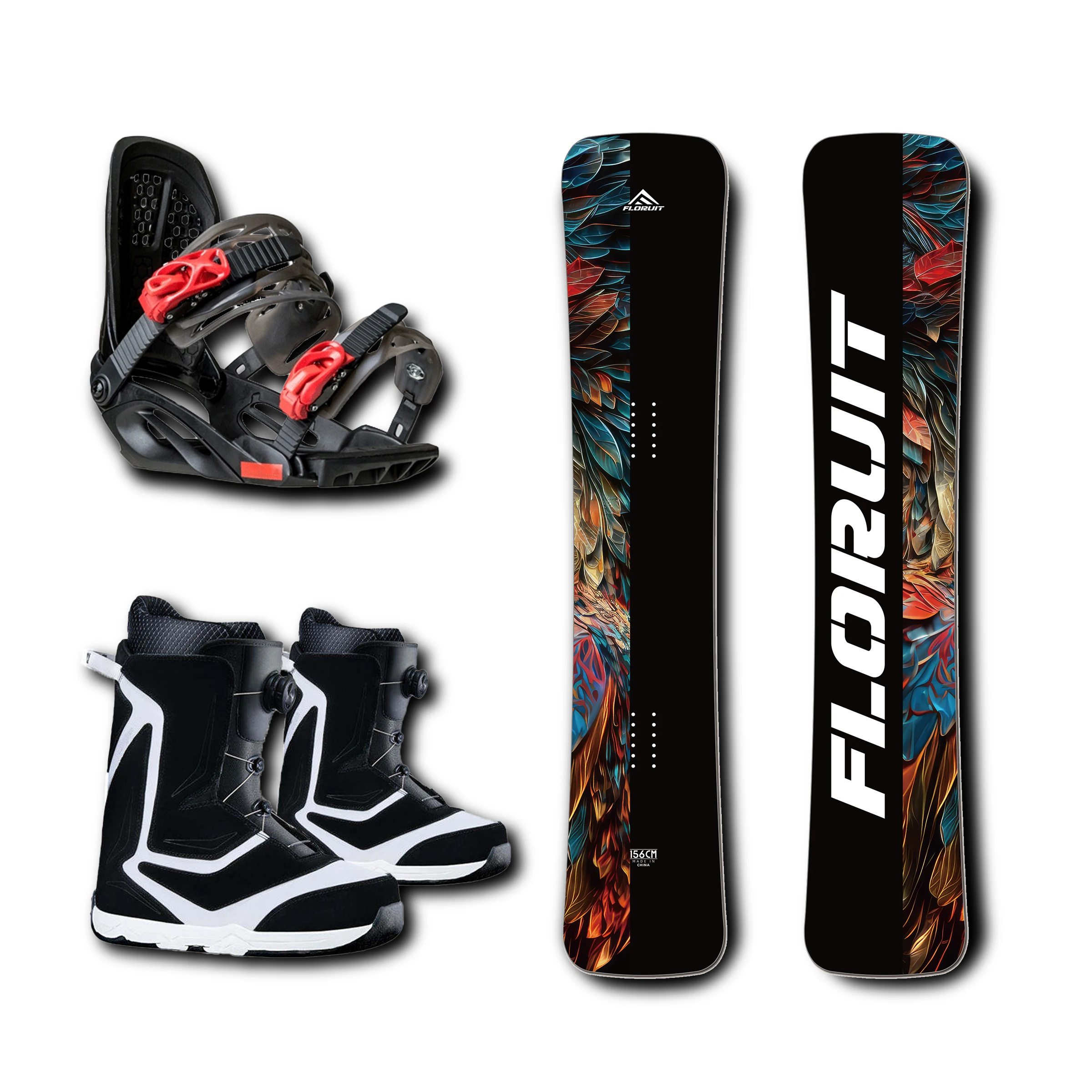 FLORUIT Individually customizable Freestyle snowboard with binding and snow boot  Kids Skis Youth snowboard