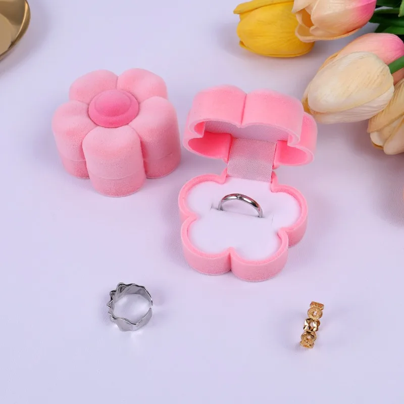 Embroidered Flower Ring Box Cute Style Stud Ring Jewelry Box Jewelry Accessory Packaging Box