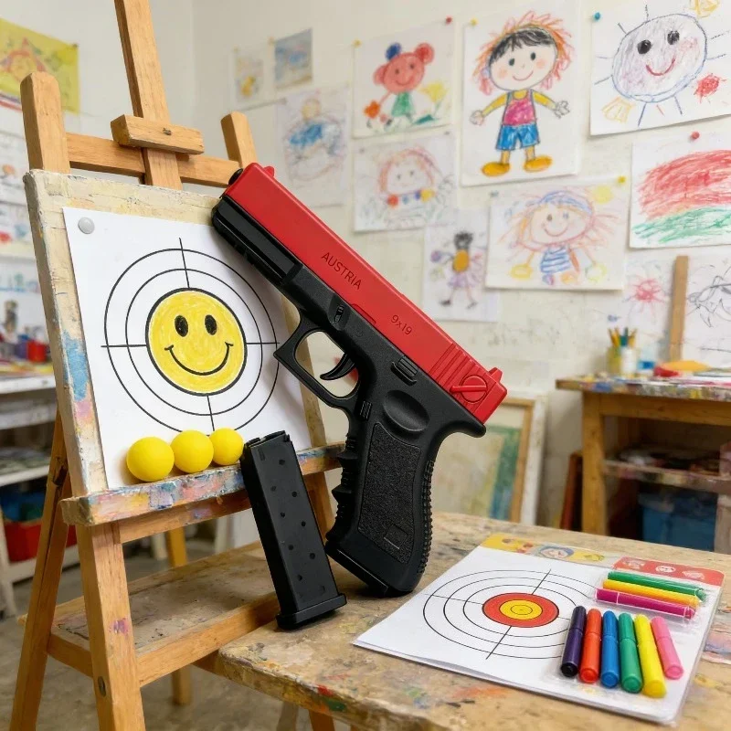 

High Quality Manual G17 Soft Bullet Air Gun Toy Gun Lower Magazine Laser Outdoor CS Game Children Gift