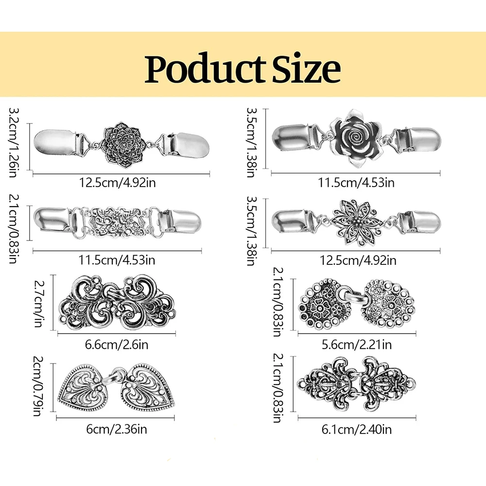Clips de pull rétro, pinces vintage pour robes, clips pour l'arrière des chemises, pinces pour châles, pour différents vêtements féminins