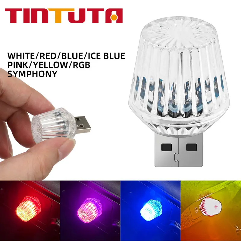 

Car Mini USB LED Atmosphere Lights Decorative Lamp For Party Ambient Modeling Automotive PortablePlug Play Auto Interior Led