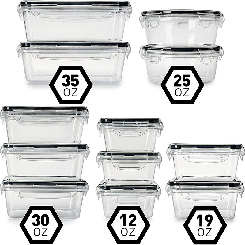 Kitchen Food Containers 12pcs-set,BPA FREE Lunch Box Sugar Cereals Storage Container