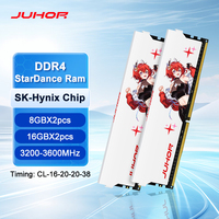 JUHOR Memoria Ram ddr4 8GB 16GB 3200MHz 3600MHz DIMM Desktop  Gaming Memory RAMS with White Heat Sink