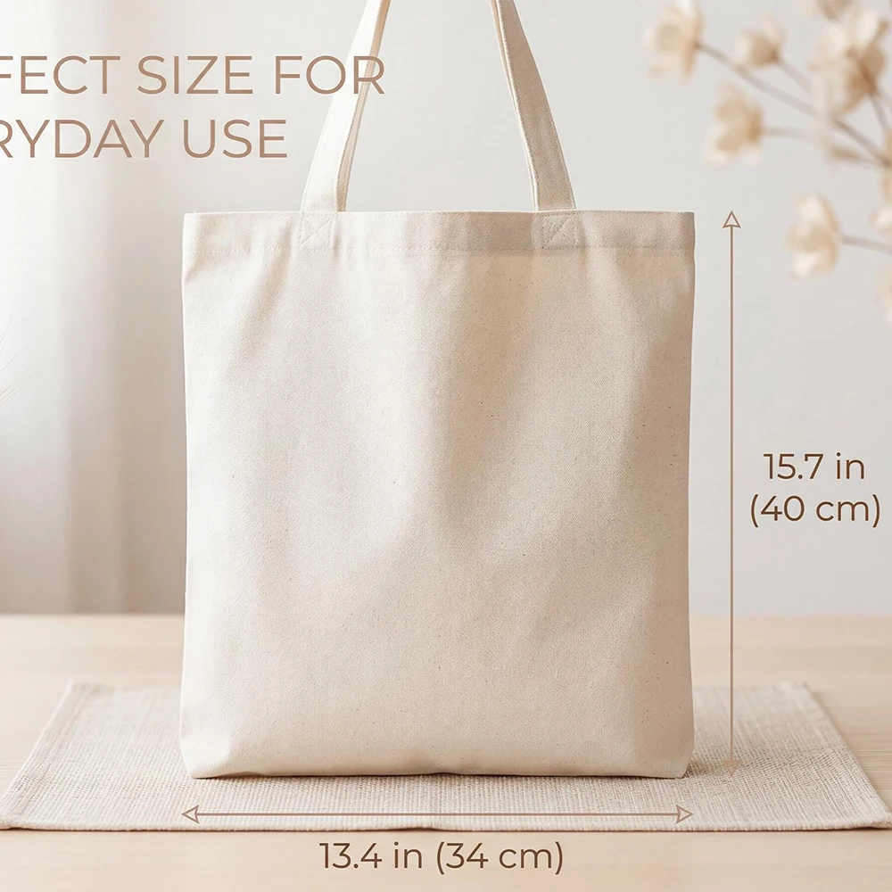 Personalized Custom Text Logo Canvas Tote Bag, Large Capacity Casual Shoulder Bag, Reusable Grocery Shopping Handbag.