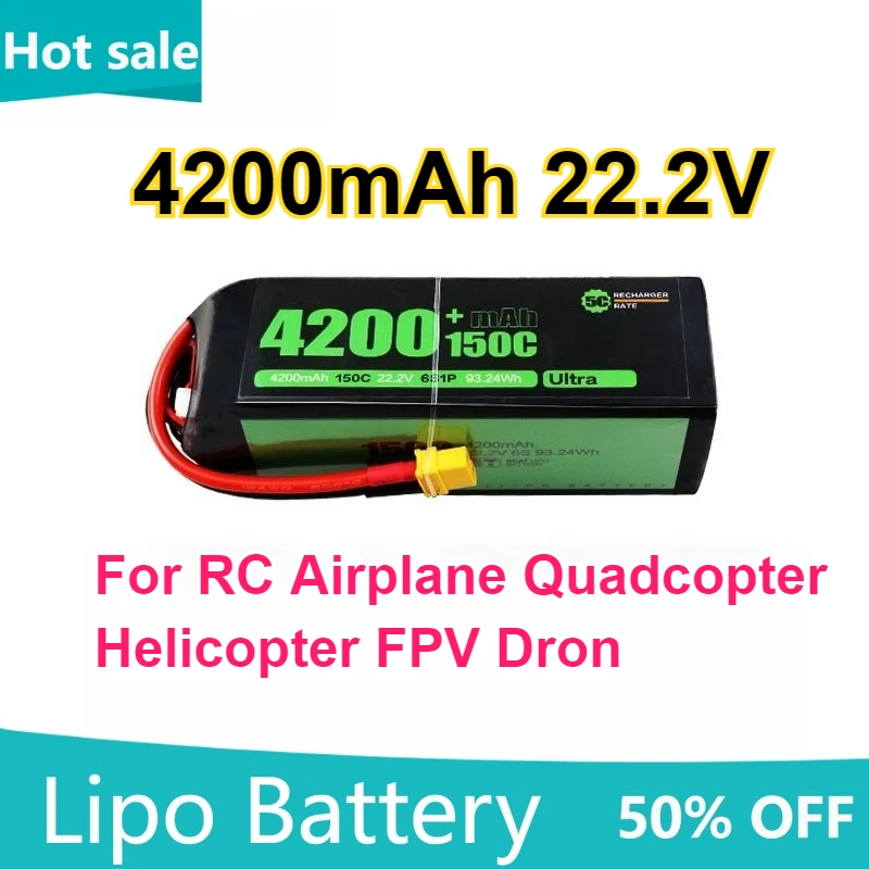 

Large Capacity Lithium Battery 4200mAh 22.2V 150C for RC Airplane Quadcopter Helicopter FPV Drones