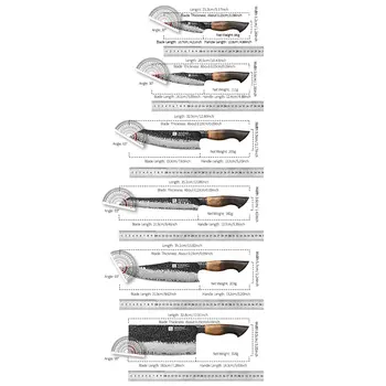 XINZUO 1-6dílná sada damaškových nožů, 67vrstvá ocel, bílý dub, červená, rukojeti G10, loupání, sekáček, nůž Santoku na chléb 10 nejlepší prodej nože xinzuo - №2