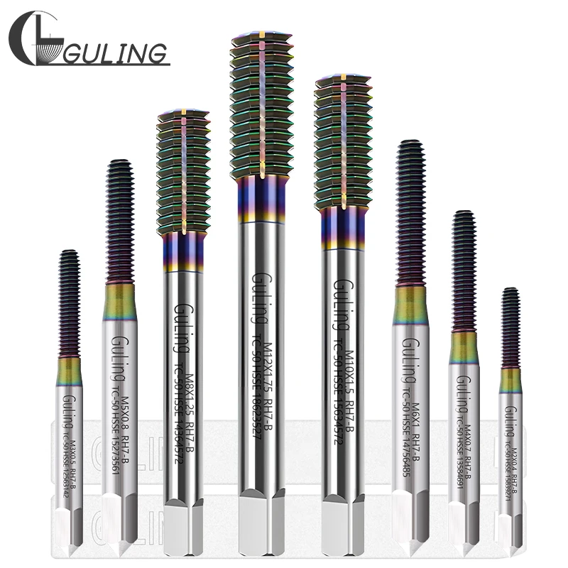 굴링 1세트 M2-M12 베어링 스틸 테이퍼 성형 탭 세트 키트 나사산 탭 드릴 8개입: M2 M3 M4 M5 M6 M8 M10 M12