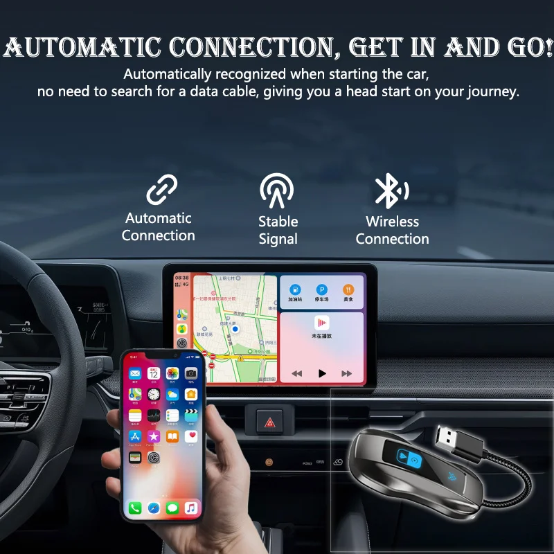 2in1 اللاسلكية CarPlay دونغل اللاسلكية أندرويد السيارات محول AI صندوق ذكي سيارة أنظمة ذكية للسيارة مع السلكية CarPlay