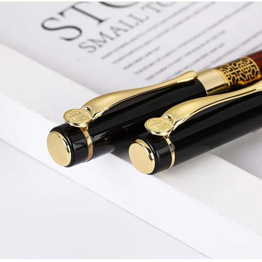 قلم حبر من الخشب الحبوب مناسب لمكتب هدايا الخط للطلاب (مع 50 كيس حبر أزرق/أسود)