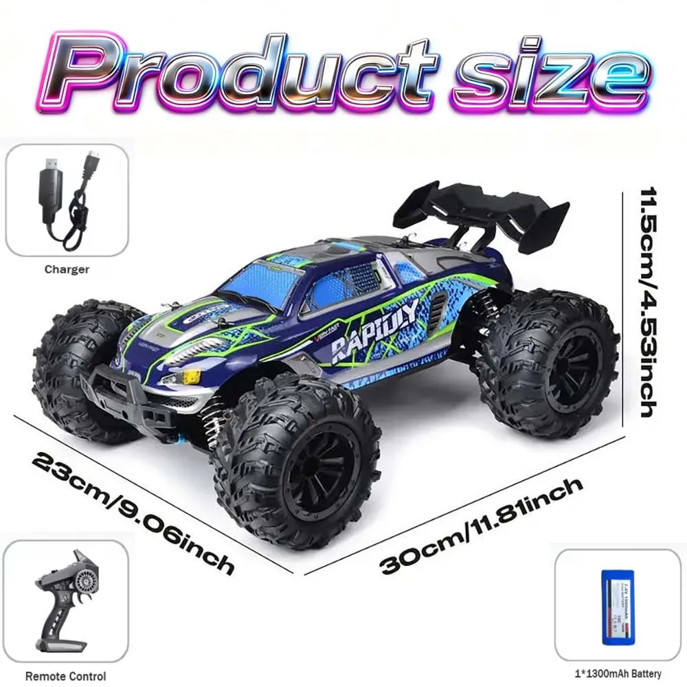 

1:16 4WD 70+KM/H High Speed RC Car with Box All Terrain Application 2.4G Remote Control Car with LED Dirt Bike Toys for Children