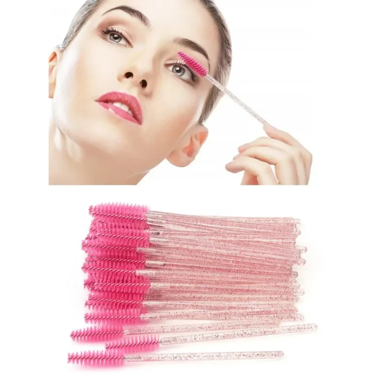 Brosses à cils jetables en cristal, baguettes de Mascara, peigne à paillettes, bobines, Micro applicateurs de maquillage, 50 pièces