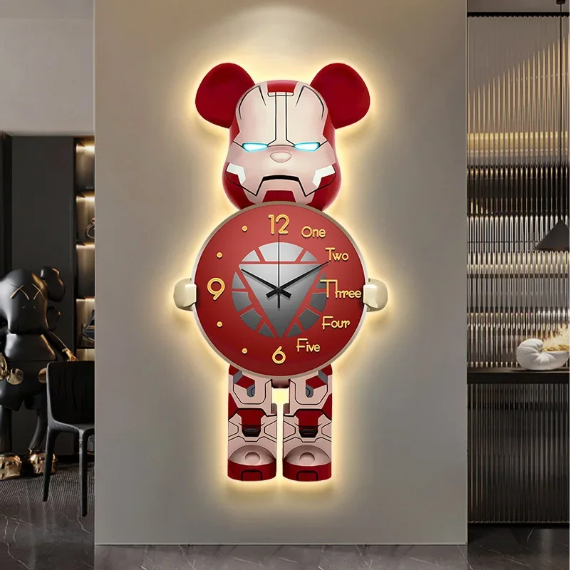 Imagem -05 - Bear Led Silent Wall Clock Grande Relógio 3d Decoração de Interiores Elegante Moderna Room Design Bedrooms Gift Ideas